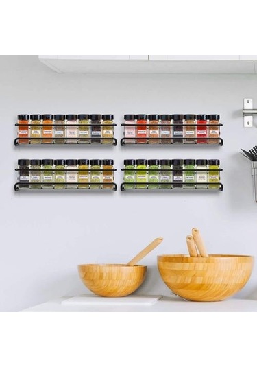 2 Paket Duvar Montaj Baharat Raf Organizatör Metal Asılı Baharat Rafları Tek Katmanlı Baharat Organizatör Raf Kapı, Dolap, Kiler Depolama Tutucular & Amp Raflar 4