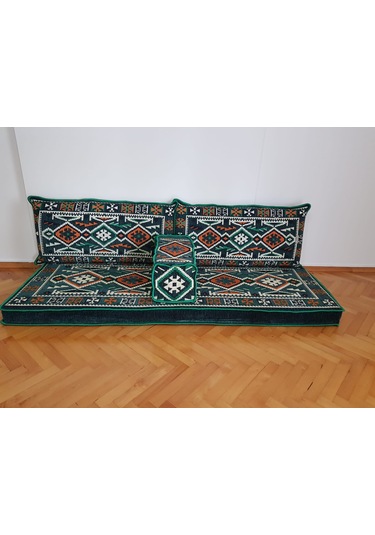 Coton Şark Köşesi Anadolu Desenli Minder Takımı Yeşil