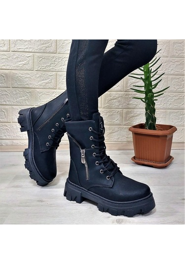 M.p One 3147 Siyah İçi Tüylü Kürklü Fermuarlı Kız Çocuk Bot 001