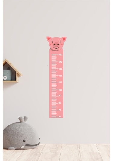 Sevimli Domuz Temalı Boy Ölçer Duvar Sticker