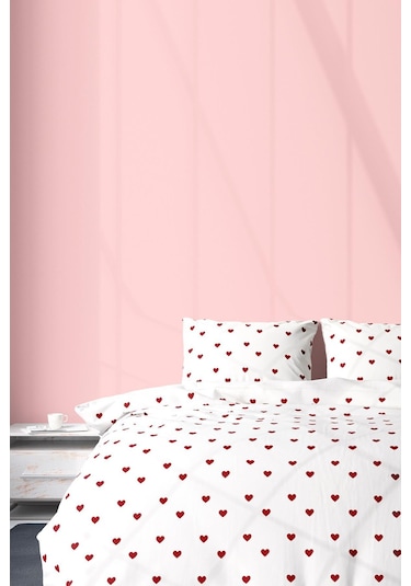 Pamuklu Çift Kişilik Nevresim Seti Nevresim Ve Yastık Kılıfı Çarşafsız Eleanor Beyaz