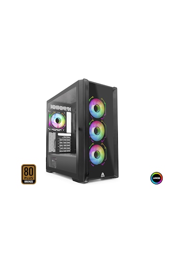 Mofan Mf2902b Pc Gaming Kasa 360 Seri 80 Plus 850w Power Supply 4x Argb Fan Siyah