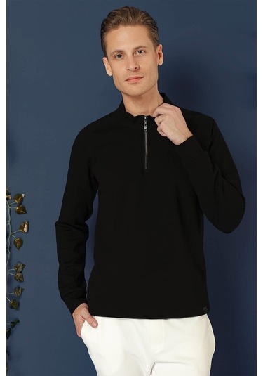 Swt 012 Swea Slim Fit Siyah Spor 47 - Sweatshırt Siyah