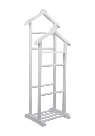 İki Tepeli Dilsiz Uşak Beyaz Masif Ahşap Palto Ceket Cüppe Ofis Beyaz