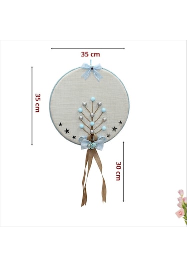 Süslebabypartystore Fil Temalı Ahşap Pano 35Cm Kapı Süsü - Mavi