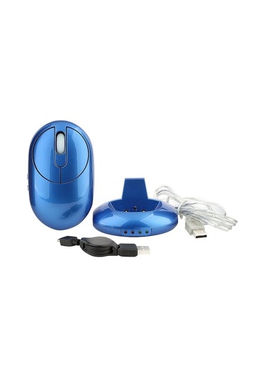 Rogfer Mz-012 2.4g 1200 Dpı Kablosuz Şarj Edilebilir Optik Fare, 3 Bağlantı Noktalı Usb Hub / Şarj Yuvası Mavi Diğer - Blue Diğer