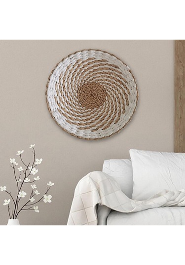 Suntek Magideal Dokuma Sepet Duvar Dekoru Fuaye Veranda Çiftlik Beyaz-30cm