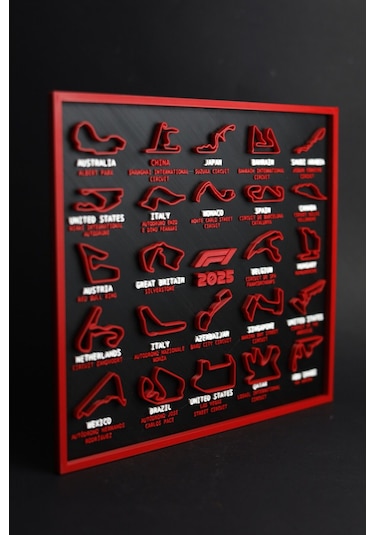 F1 2025 Yarış Takvimi / Formula 1 - 3 Boyutlu Tabela - 22.5cm X 20cm X 1.5cm