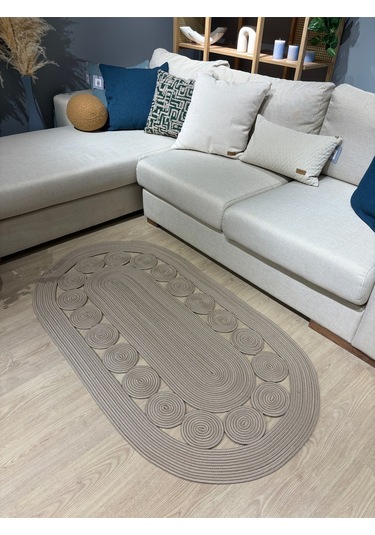 Cookie Jüt Hasırlı El Örgüsü Kilim Taş