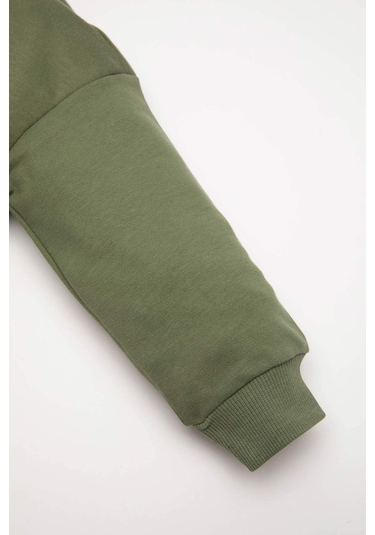 DeFacto Erkek Bebek 2'li Takım Baskılı Sweatshirt Eşofman Altı D6254A5NSKH450 Haki