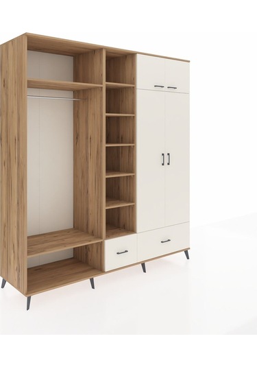 Kronos Dolap 12 Raflı 2 Çekmeceli 2 Askılı 220x59x243 Çam-aytaşı/aytaşı Aytası/aytası