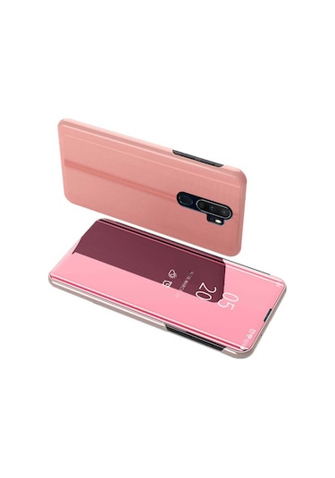 Oppo A5 2020 / A9 2020 Uyumlu Aynalı Kapaklı Lüx Kılıf Rose Gold