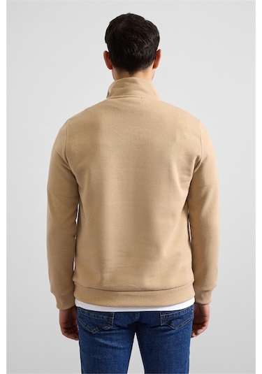 Süvari Bej Regular Düz Yarım Balıkçı Yaka Sweatshirt Ssw2013700001-bj3 Bej