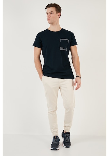 Buratti Bisiklet Yaka Pamuklu Slim Fit Erkek T Shirt 541Rework Lacivert