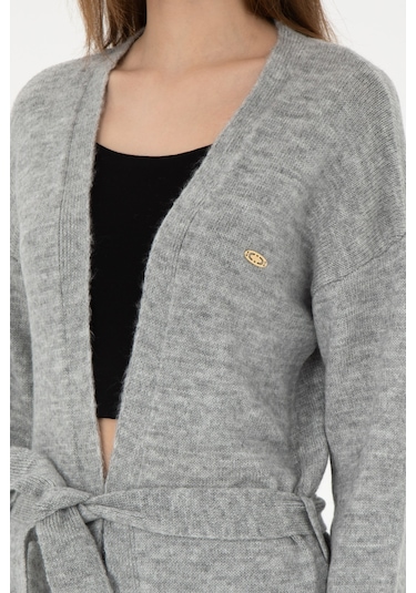 U.s. Polo Assn. Kadın Gri Melanj Hırka Triko 50297102-vr086 Gri Melanj