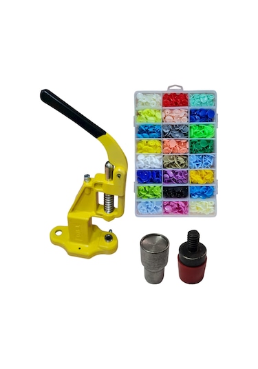Tulumba Pres Ve Plastik Çıtçıt Seti. 12mm Plastik T5 Çıtçıt Seti - Sarı Pres