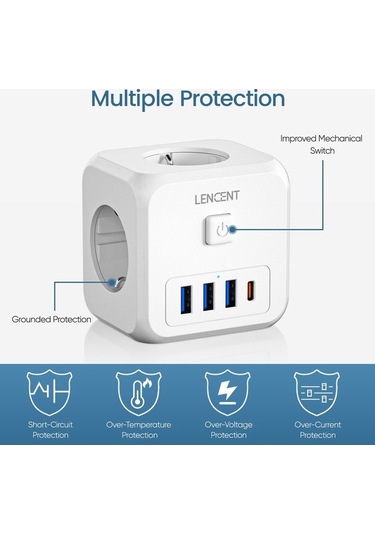 Ganzhoushop Yeni X X W Usb Type-c Termal Priz Priz Nesil Lencent Korumalı İn Duvar Akım 7 4000 3'lü 3 1 1 Ak Kablosuz