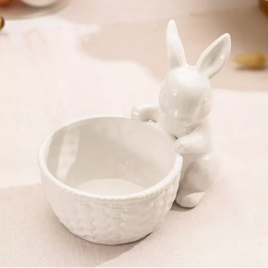 Dolana Beyaz Tatlı Şekilli 500 Ml "tavşan" Şekerlik, Dolomit 173231569 Beyaz