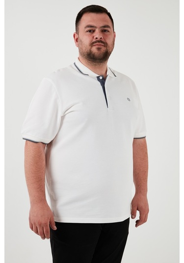 Buratti Büyük Beden Pamuklu Regular Fit Erkek Polo Yaka T Shirt 5902118B Beyaz