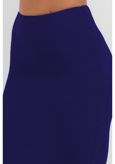 Madmext Saks Basic Uzun Triko Etek Mg1813-saks Saks