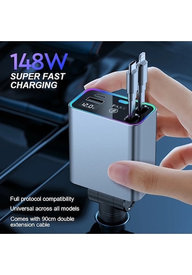 Zyzqstore 148w Pd 66w Araba Şarj Cihazı, Katlanabilir Araç Çakmak Adaptörü, 1 Adet 1 Adet