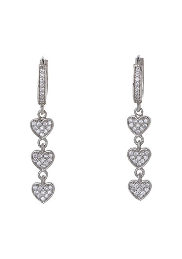 3'lü Kalp Model 925 Ayar Gümüş Zirkon Taşlı Kadın Küpe Gümüş