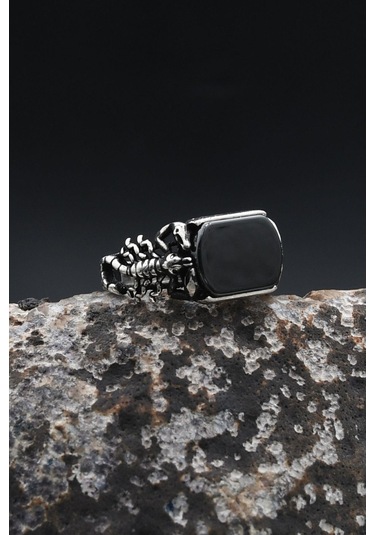 Akrep Figürlü Oniks Taşlı 925 Ayar Gümüş Yüzük 902359 Gümüş