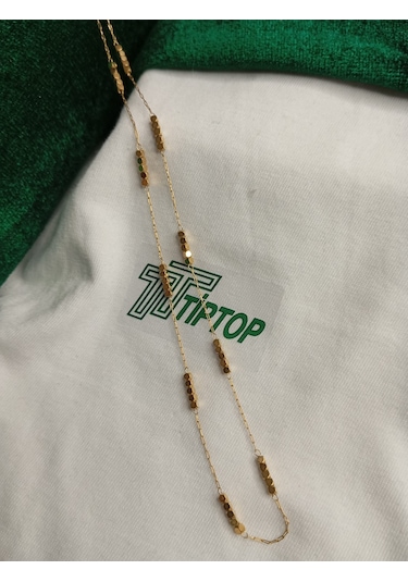 Tiptop/ Siyah Boncuklu Gold Renk Kutup Yıldızı Ve Silver Çelik Kolye 2'li Set Gold