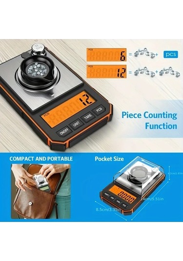 Fastbuy Challenger Turuncu Sınır Hassas 0001 Gram Cüzdan Terazisi Gram Ounce Kilogram Litre Ölçer Turuncu Kenar Turuncu