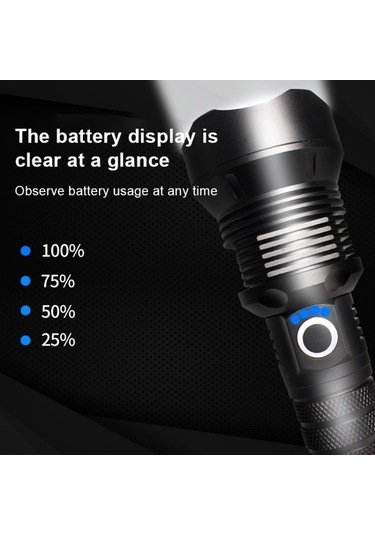 Wondernest X92 2000lm Su Geçirmez El Feneri, Odaklayıcı Teknoloji Siyah Siyah