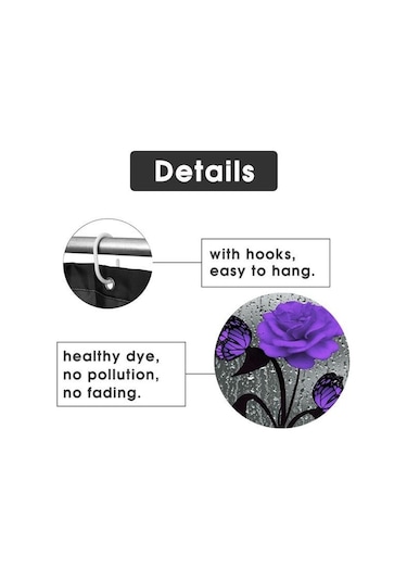 Mor Çiçek Açan Çiçekler Gül Kelebek Duş Perdesi Seti Su Geçirmez Banyo Klozet Kapağı Banyo Kaymaz Mat Halı Halı Banyo Dekor 4 A Mor