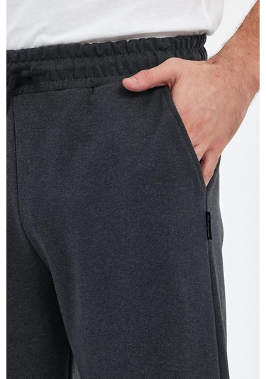 Erkek Yanları Cepli Siyah-Antrasit Bermuda Diz Altı Kapri Beli Ayarlanabilir Lastikli Uzun Şort Gri