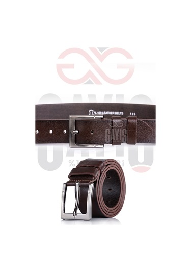 Özel Oval Kutulu Hakiki Manda Derisi Kahverengi Erkek Kot Kemeri Çeyizlik Kemer Kahverengi