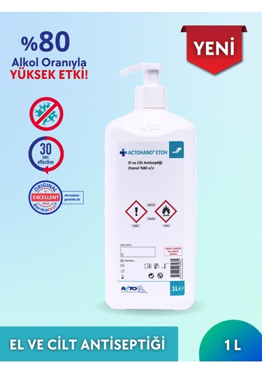 Acto Actohand Etoh 1 Litre El Ve Cilt Antiseptiği - Etanol 80 % V/