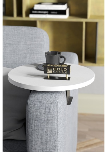 Zigon Sehpa Yan Sehpa Ayarlanabilir Tepsi Dekoratif Modern Tepsi Beyaz Beyaz