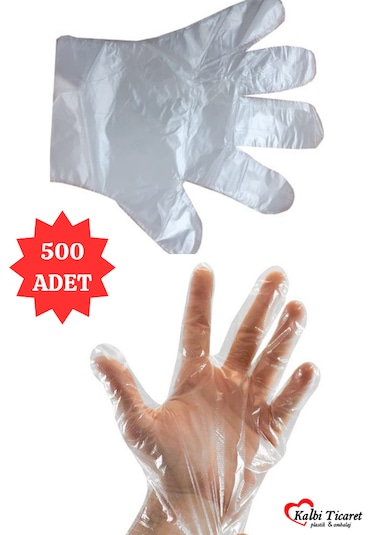 Şeffaf Eldiven 500 Adet Hışır Poşet Eldiven Kullan At Tek Kullanımlık Eldiven
