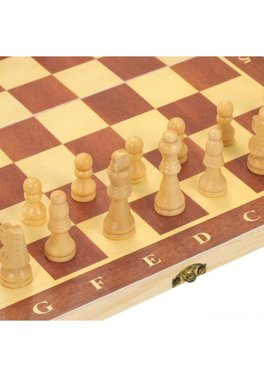 Yaozixa Ahşap Katlanabilir Satranç Tahtası 30x30cm - Zeka Geliştirici Eğitici Oyun - Dayanıklı Tahta Parçalar - 6 Yaş Ve Üstü