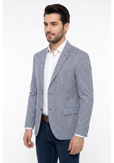 Suitmen Erkek Tek Spor Ceket 4 Drop Çift Yırtmaçlı Mevsimlik Bgl-st05331 Mavi