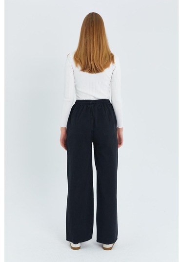 4572 Kadın Parça Boya Palazzo Pantolon Siyah Siyah