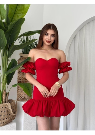 Peyda Straplez Elbise Altın