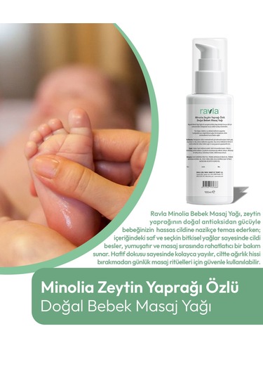 Ravla Minolia Zeytin Yaprağı Ekstratlı Bebek Masaj Yağı - 100 Ml