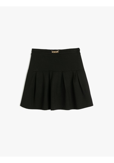 Koton Toka Detaylı Pileli Viskon Etek Siyah 5wkg70089ak Siyah