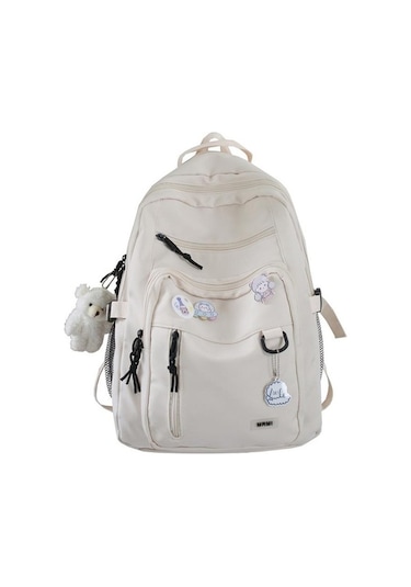 Luckydog Moda Büyük Öğrenci Mavi Sırt Çantası Kadın Yüksek Kapasiteli Okul Çantası Kız Sevimli Seyahat Mochila Rozeti Mavi