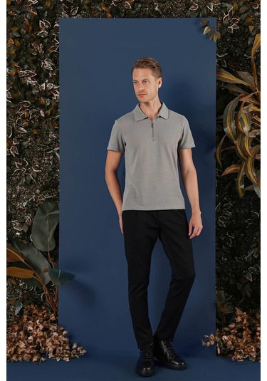 Ts 871 Slim Fit Gri Spor T-shirt Gri