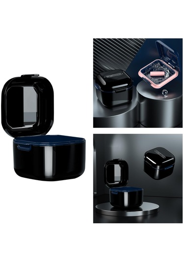 Dolıty Protez Çantası, Süzgeç Sepetli Banyo Siyah-9.7x8.8x7cm