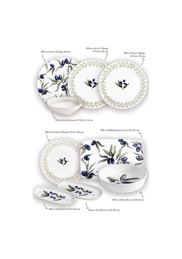 The Mia Olivos 6 Kişilik Yemek Takımı 31 Parça Set 2 Çok Renkli