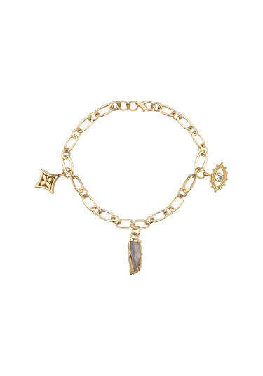 Doğal Taş Detaylı Charm Halhal-425 Altın