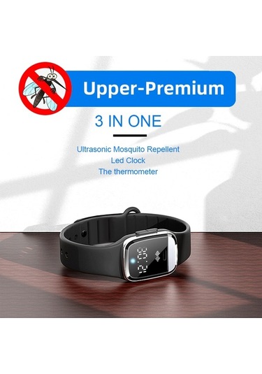 Novahub Çocuklar Ve Yetişkinler İçin Ultrasonik Sivrisinek Kovucu Bileklik - Saat Ve Sıcaklık Ölçer Fonksiyonlu