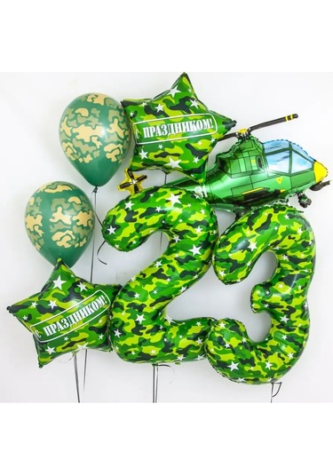 Davajdarit' 23 Şubat Dekoratif Kamuflaj Balonlar 145294302 Zümrüt