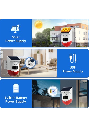 Aubyhe Tuya Wifi Güneş Enerjili Dış Mekan Güvenlik Alarmı, Hareket Sensörlü Ve Flaş Işıklı, Ct80w Model